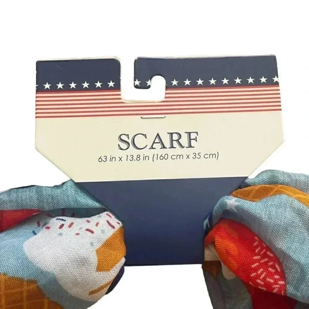 Red White Blue Scarf  Patriotic, Freedom, 4th of July, Ice Cream One Size  #1641